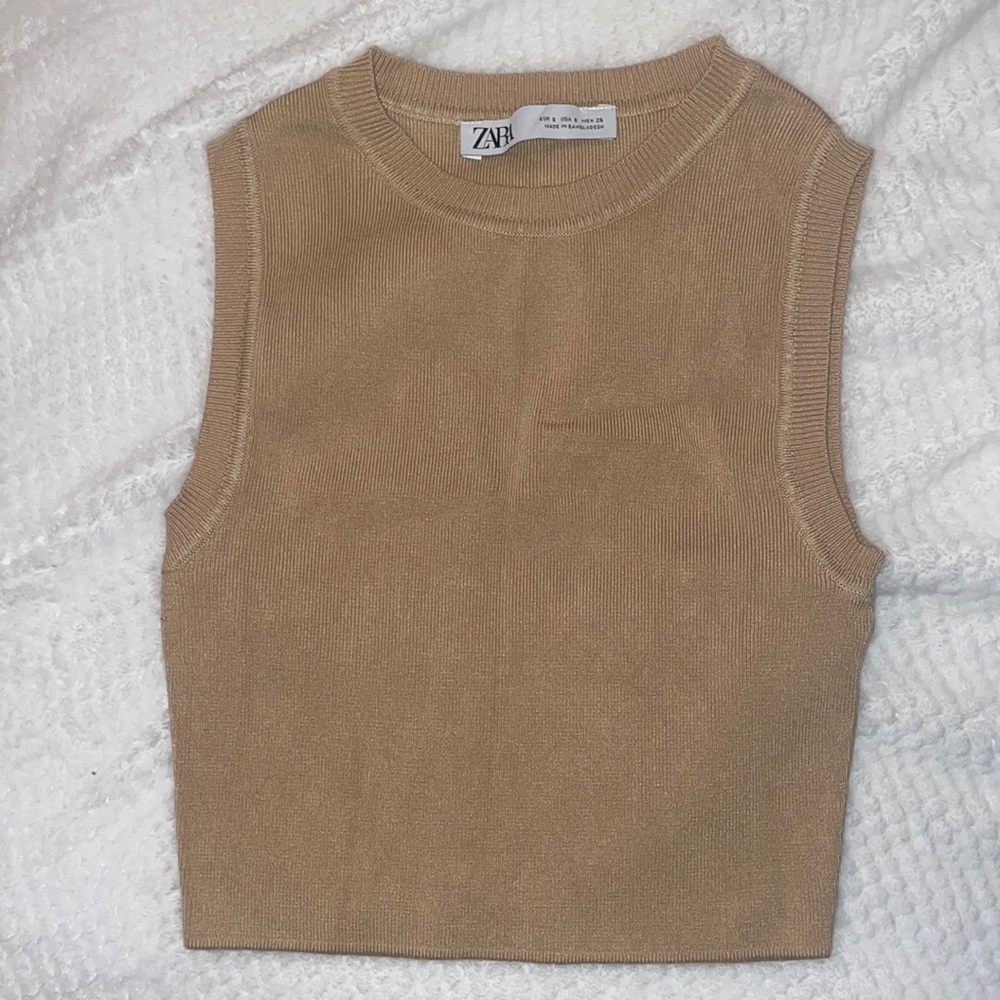 COPY - Tan zara crop top shirt